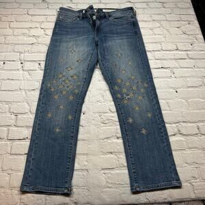 Anthro Slim Boyfriend Embroidered Jeans size 30 J3008